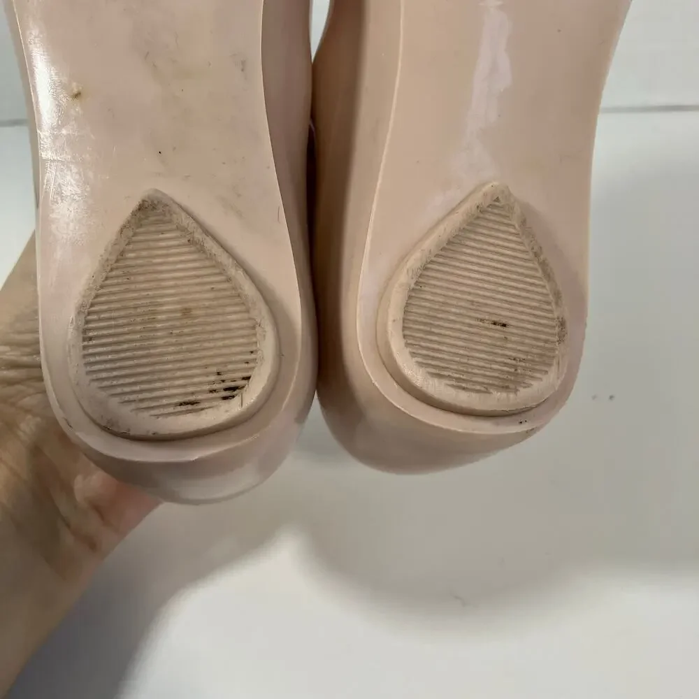 MINI MELISSA Girls Sz 1 Ultragirl Classy Jelly Shoes in Pink w Black Bow WORN